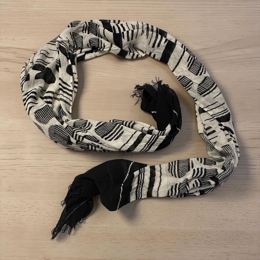 The Limited Scarf Womens 74x24 Black White Abstract Geometric Rayon Wrap
